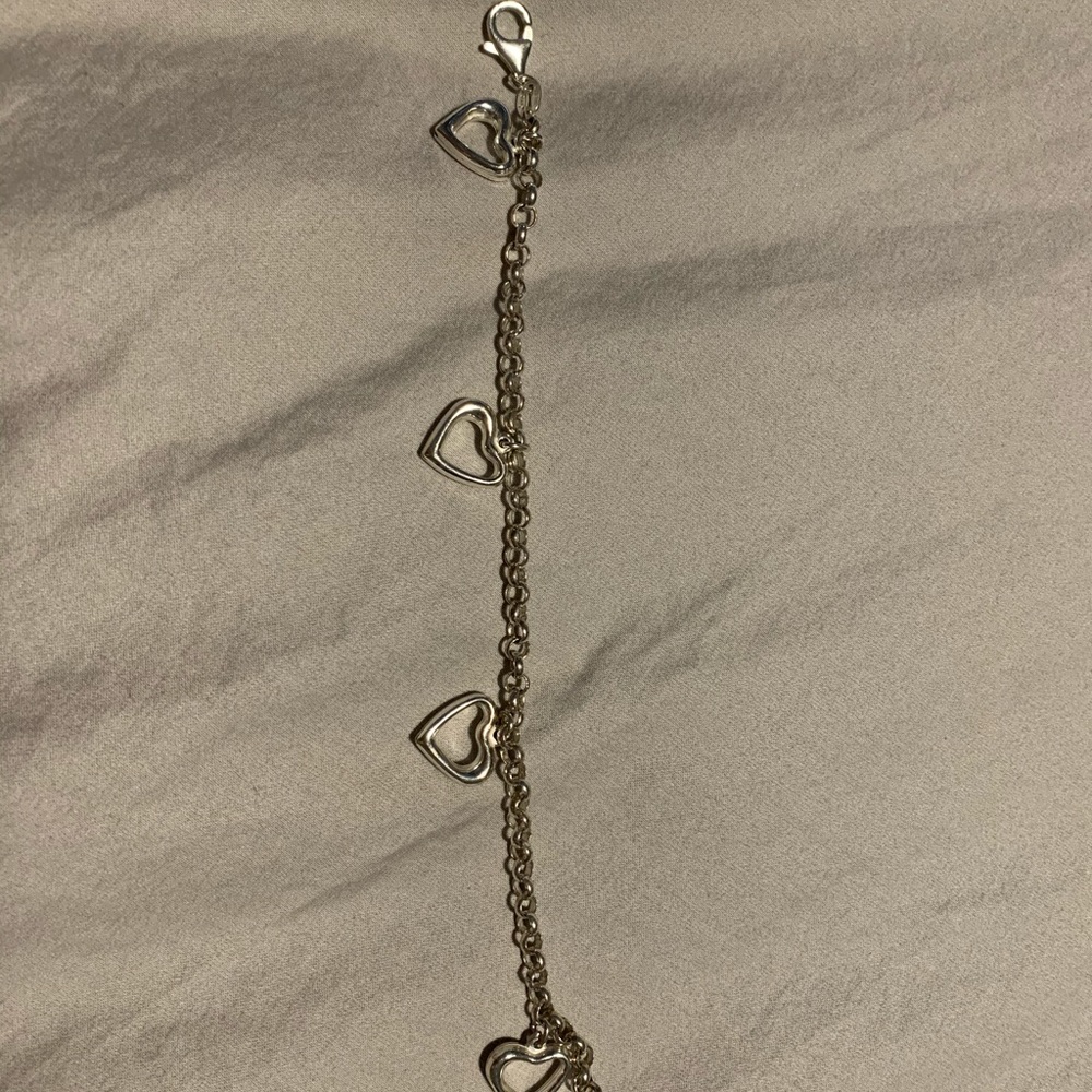 925 silver heart charm bracelet
